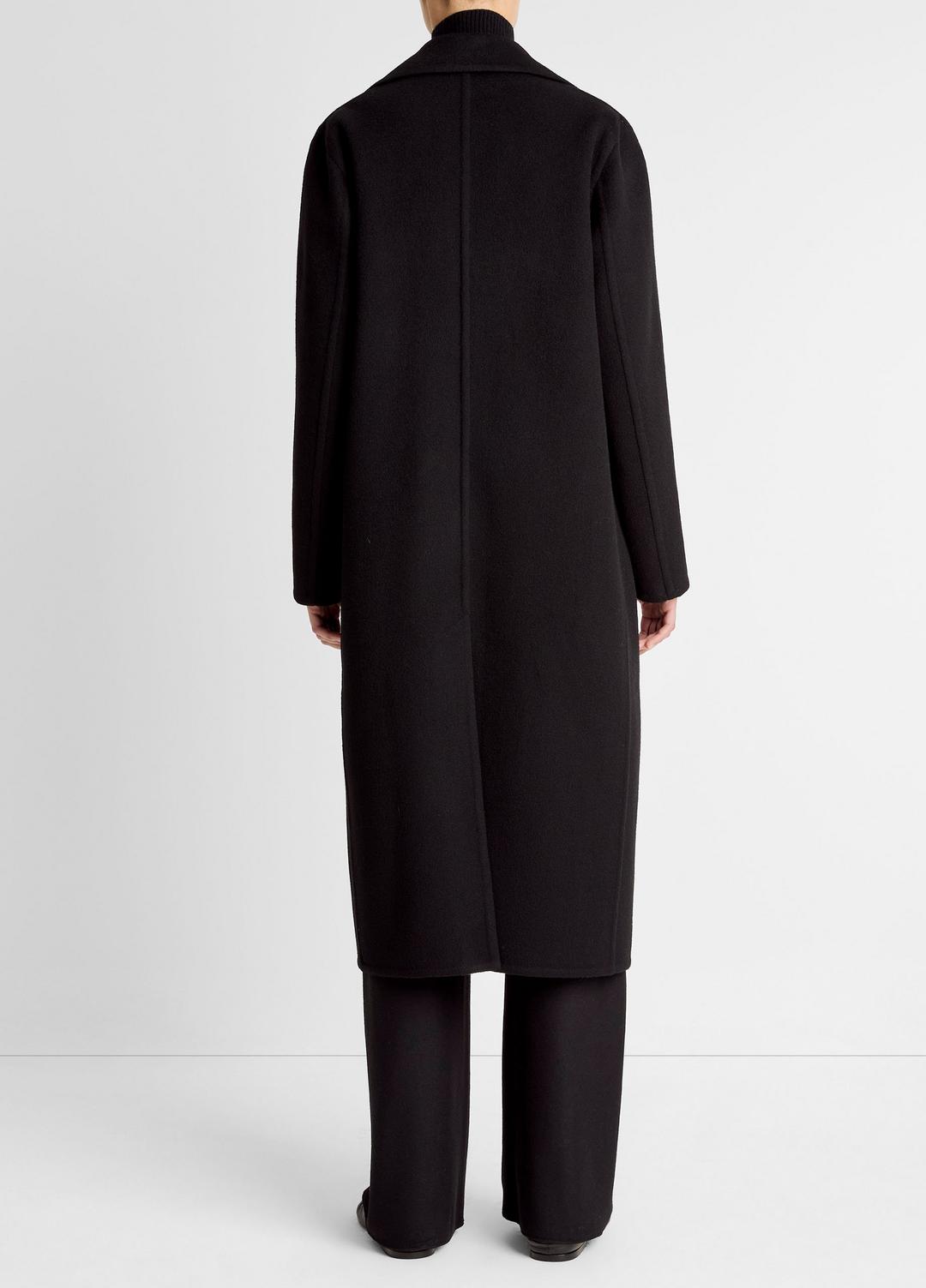 VINCE Women Wool-Blend Double-Breasted Long Coat in Coats BLACK