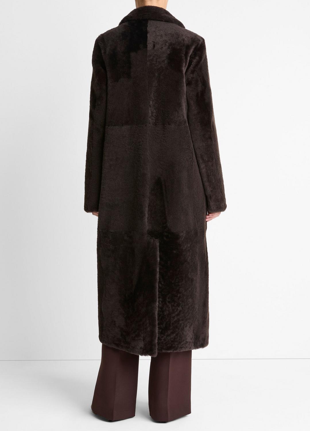 VINCE Women Shearling Long Coat in Coats DARK UMBER