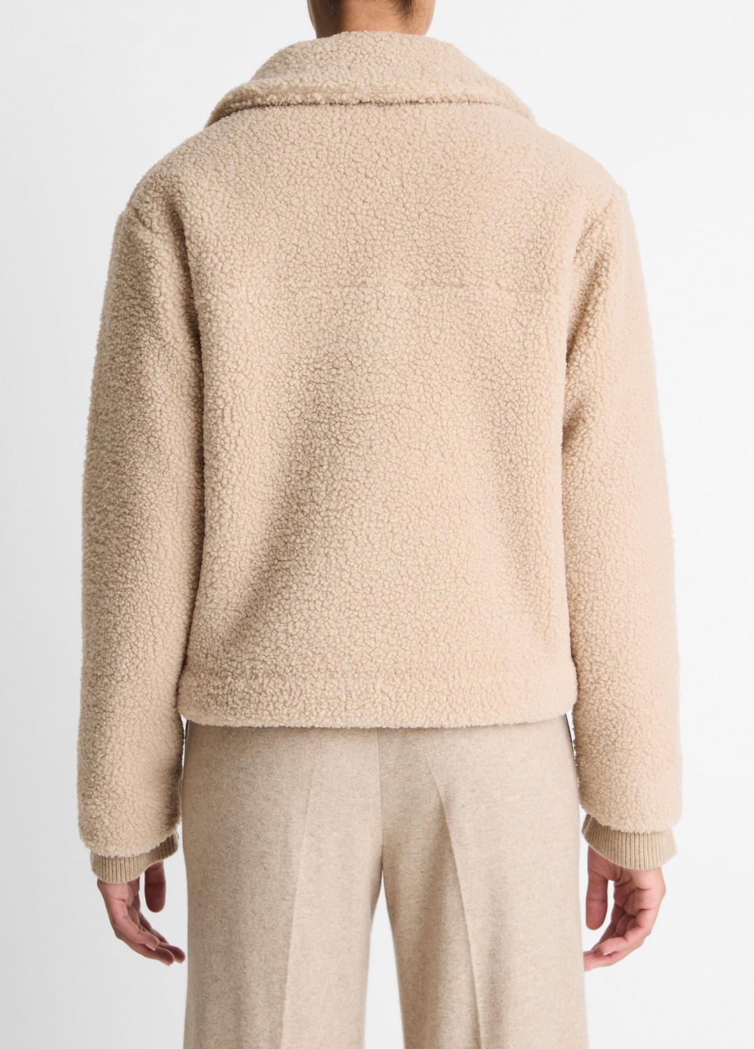 VINCE Women Collared Sherpa Jacket in Jackets MARZIPAN