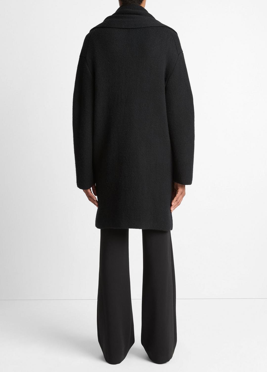 VINCE Women Draped-Scarf Wool-Blend Car Coat in Coats BLACK