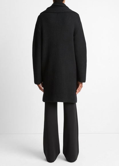 VINCE Women Draped-Scarf Wool-Blend Car Coat in Coats BLACK