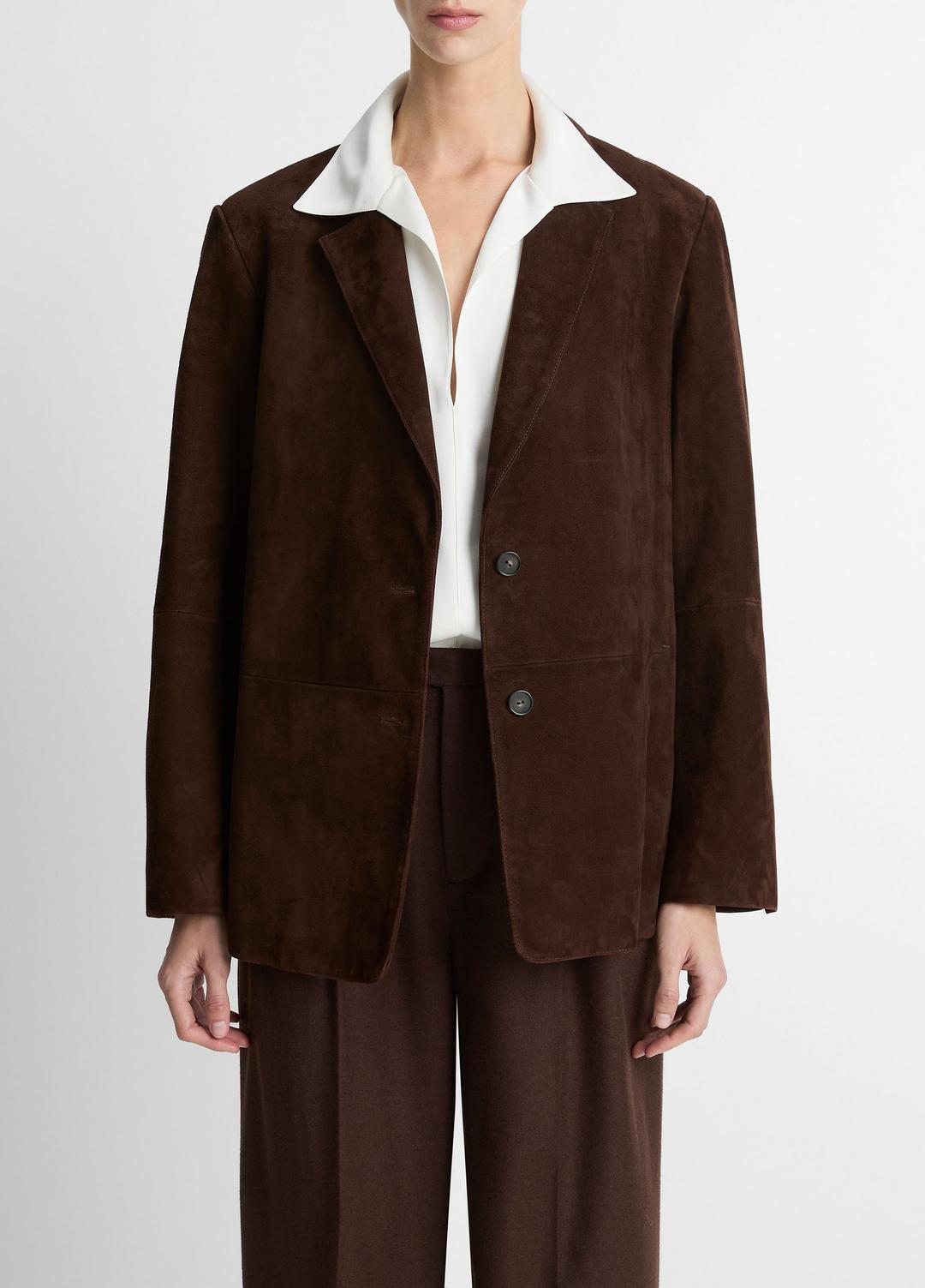 VINCE Women Suede Blazer in Blazers CHOCOLATE