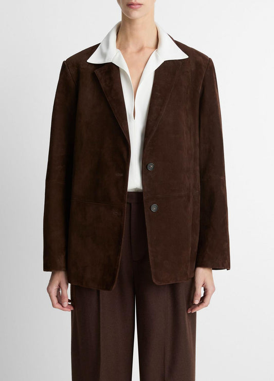 VINCE Women Suede Blazer in Blazers CHOCOLATE
