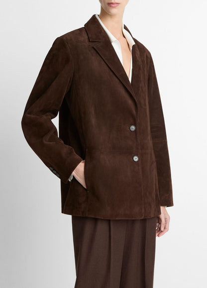 VINCE Women Suede Blazer in Blazers CHOCOLATE