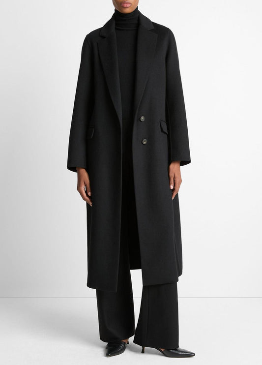VINCE Women Wool-Blend Single-Breasted Coat in Coats BLACK