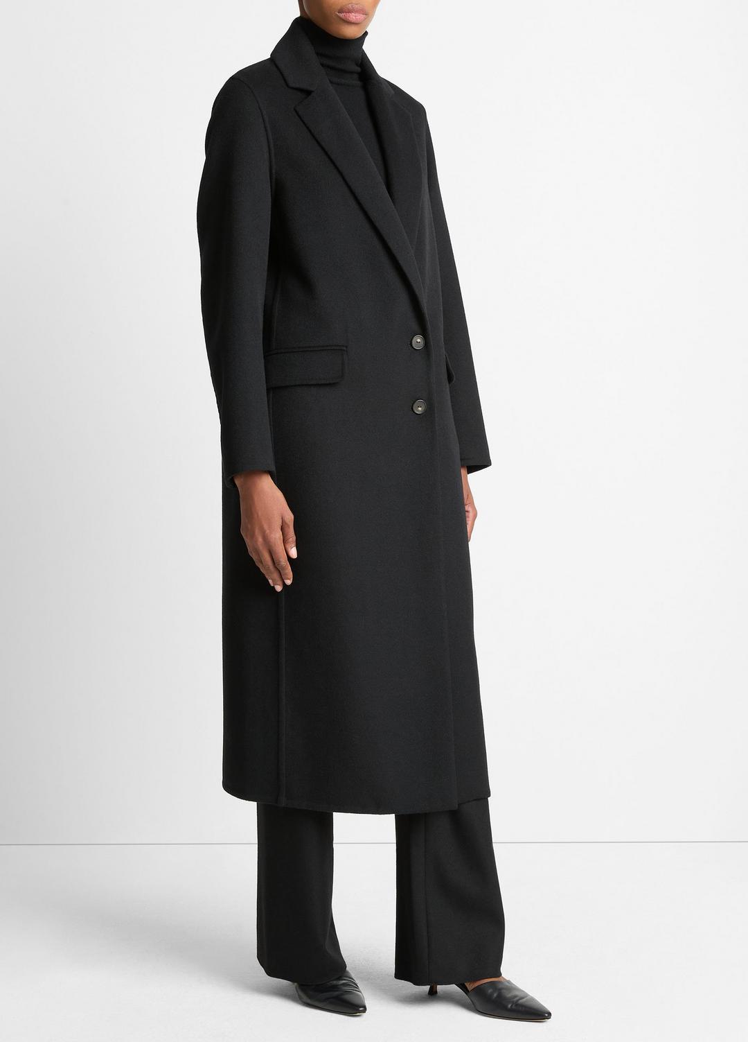 VINCE Women Wool-Blend Single-Breasted Coat in Coats BLACK