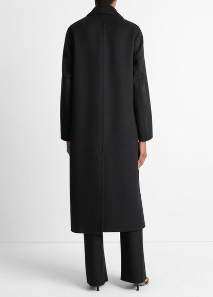VINCE Women Wool-Blend Single-Breasted Coat in Coats BLACK