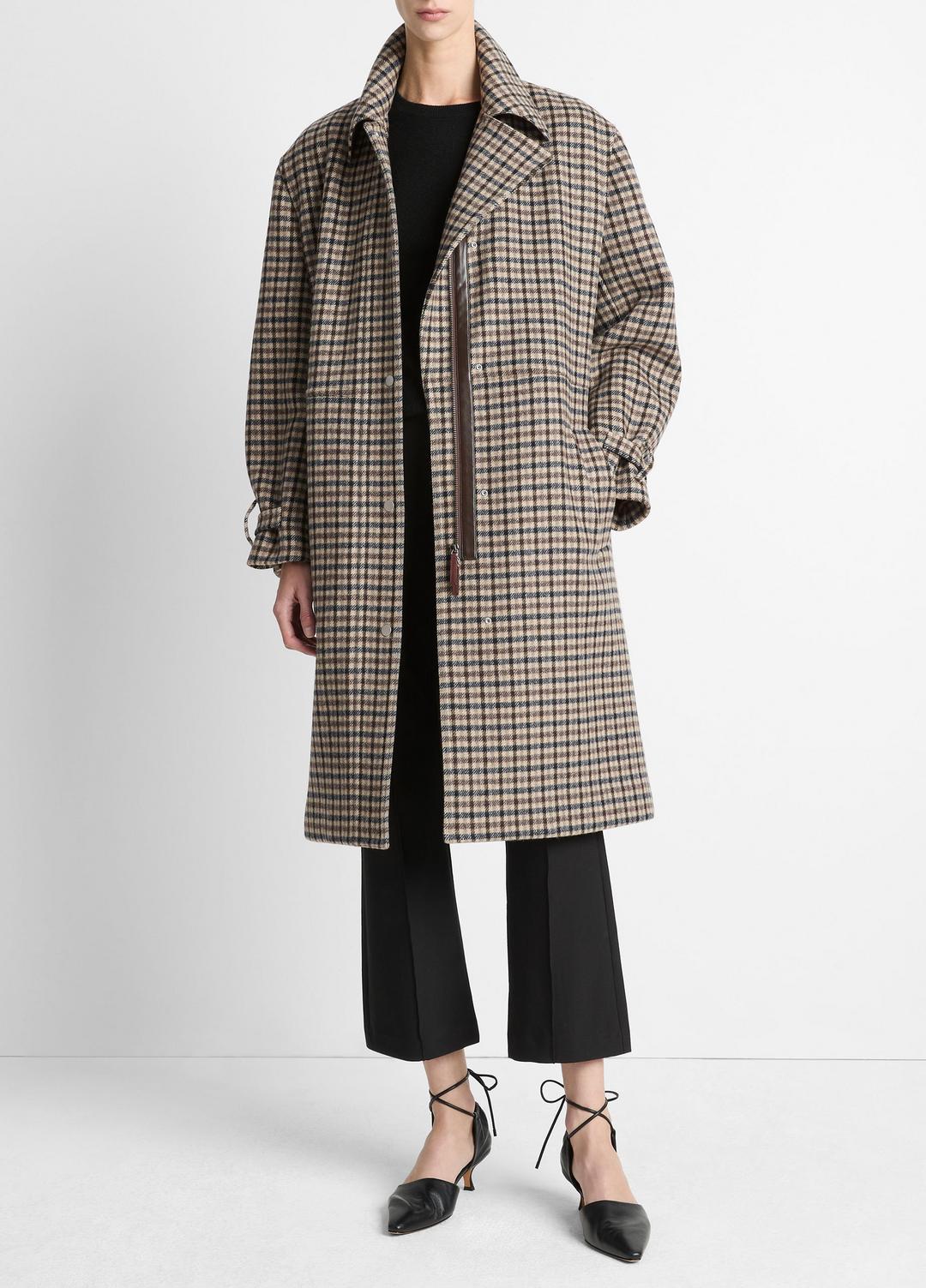 VINCE Women Plaid Car Coat in Coats MULTI CHECK