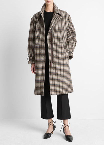 VINCE Women Plaid Car Coat in Coats MULTI CHECK