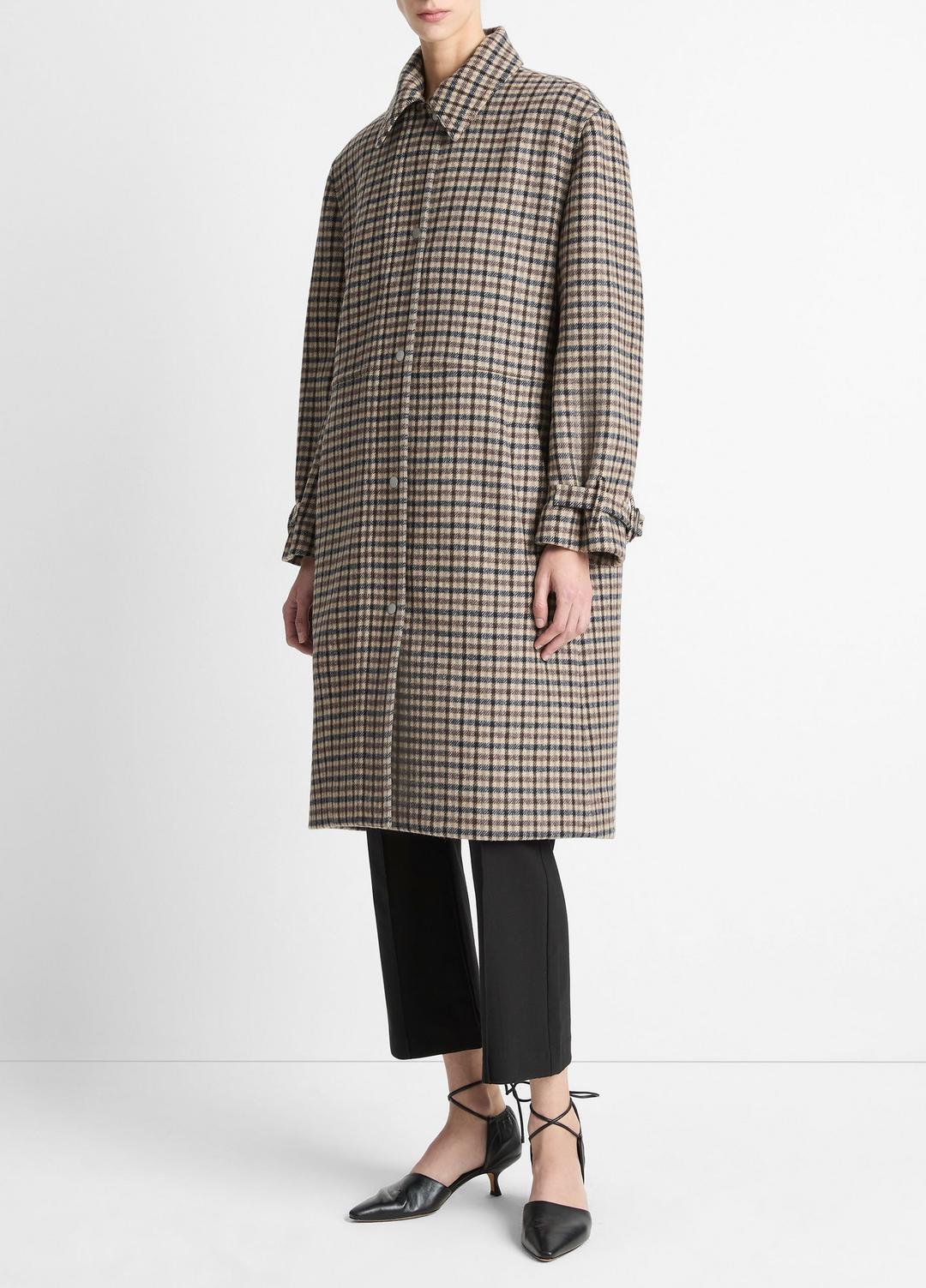 VINCE Women Plaid Car Coat in Coats MULTI CHECK