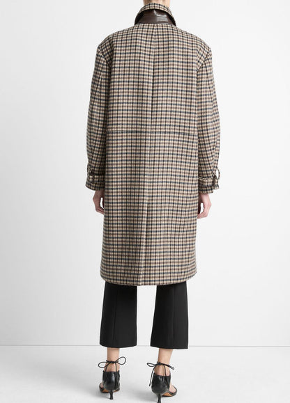 VINCE Women Plaid Car Coat in Coats MULTI CHECK