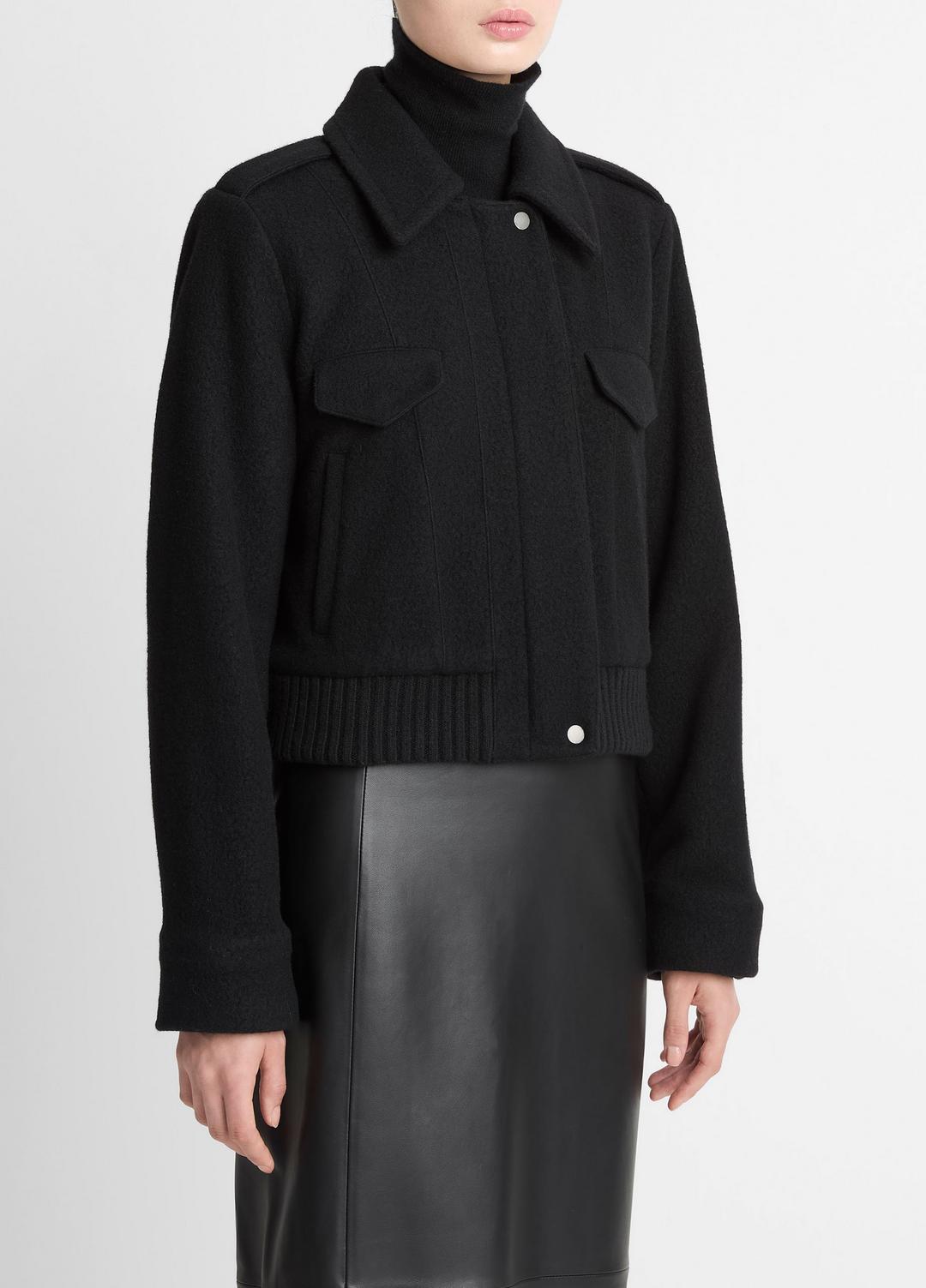 VINCE Women Italian Wool-Blend Cropped Jacket in Jackets BLACK