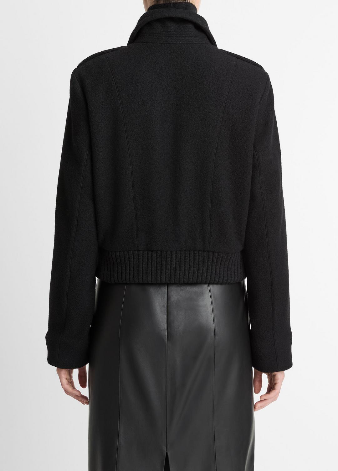 VINCE Women Italian Wool-Blend Cropped Jacket in Jackets BLACK