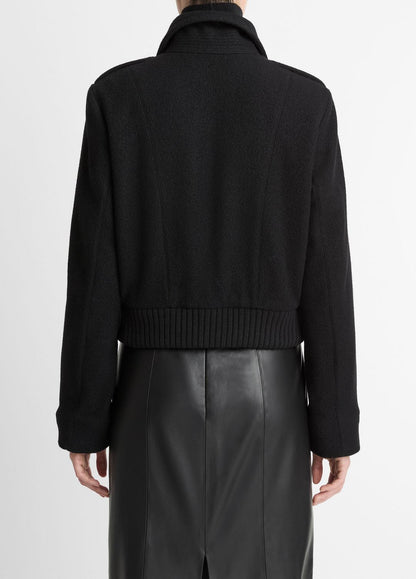 VINCE Women Italian Wool-Blend Cropped Jacket in Jackets BLACK