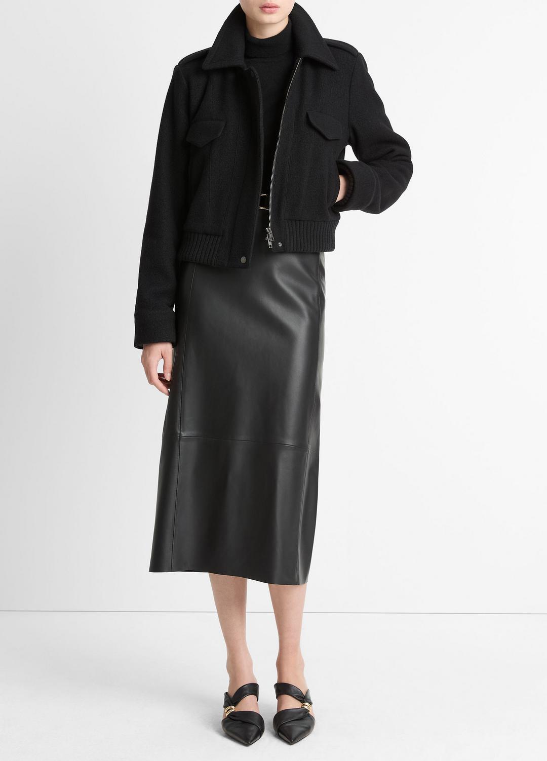 VINCE Women Italian Wool-Blend Cropped Jacket in Jackets BLACK