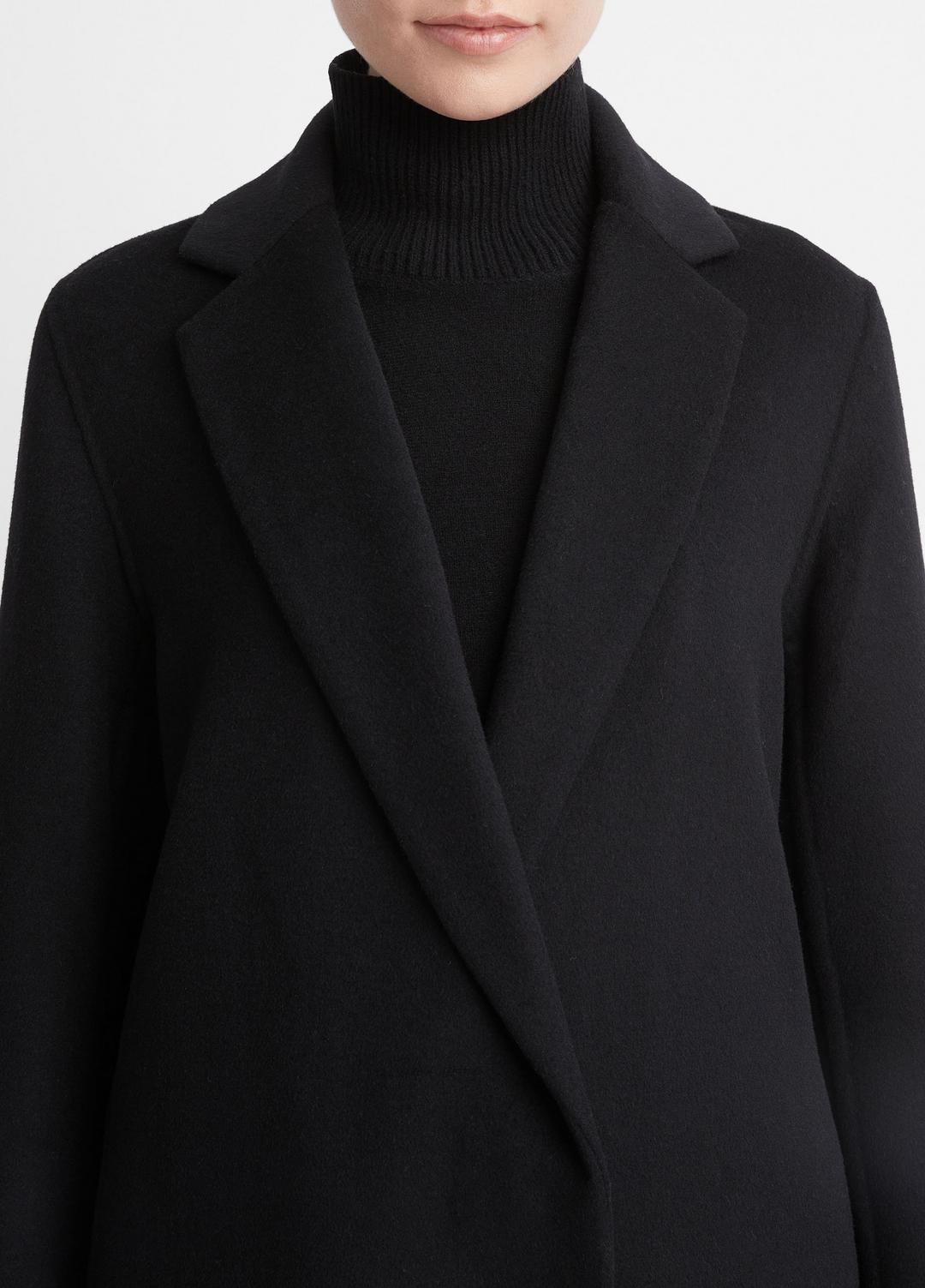 VINCE Women Classic Wool-Blend Straight Coat in Coats BLACK