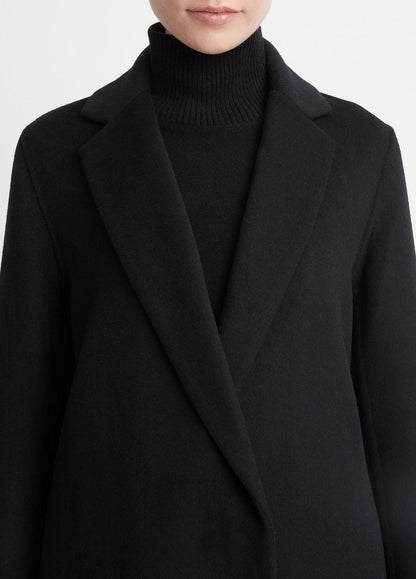 VINCE Women Classic Wool-Blend Straight Coat in Coats BLACK