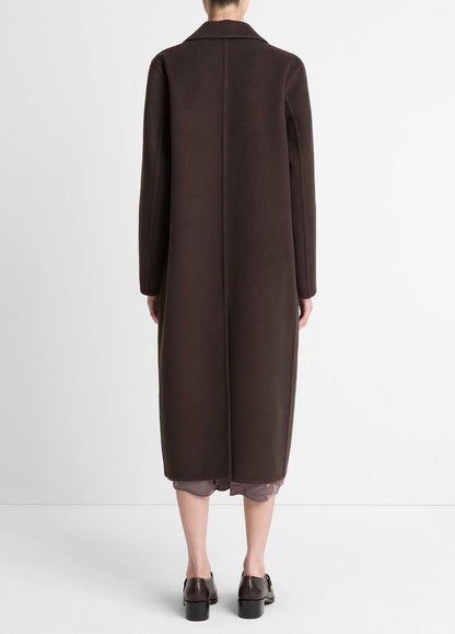 VINCE Women Wool-Blend Double-Breasted Long Coat in Coats DEEP ESPRESSO