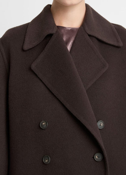 VINCE Women Wool-Blend Double-Breasted Long Coat in Coats DEEP ESPRESSO