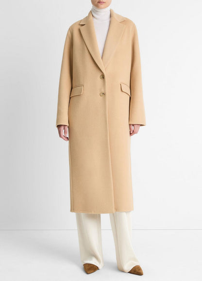 VINCE Women Wool-Blend Single-Breasted Coat in Coats CAMEL