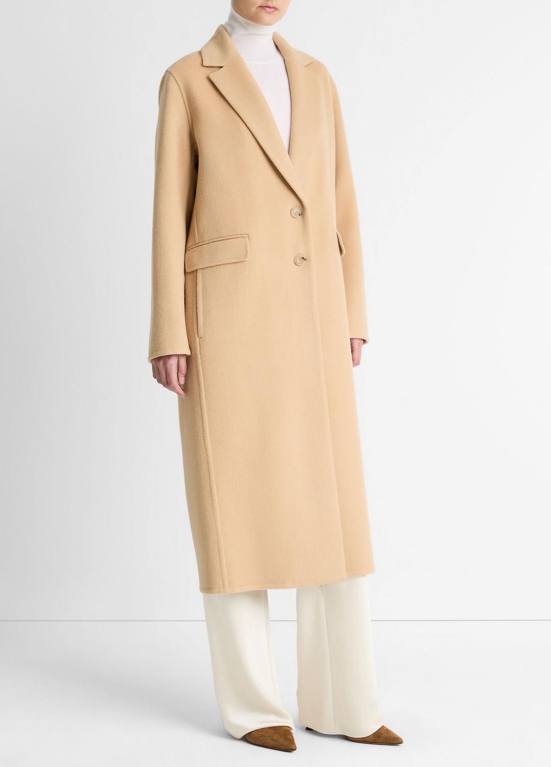 VINCE Women Wool-Blend Single-Breasted Coat in Coats CAMEL
