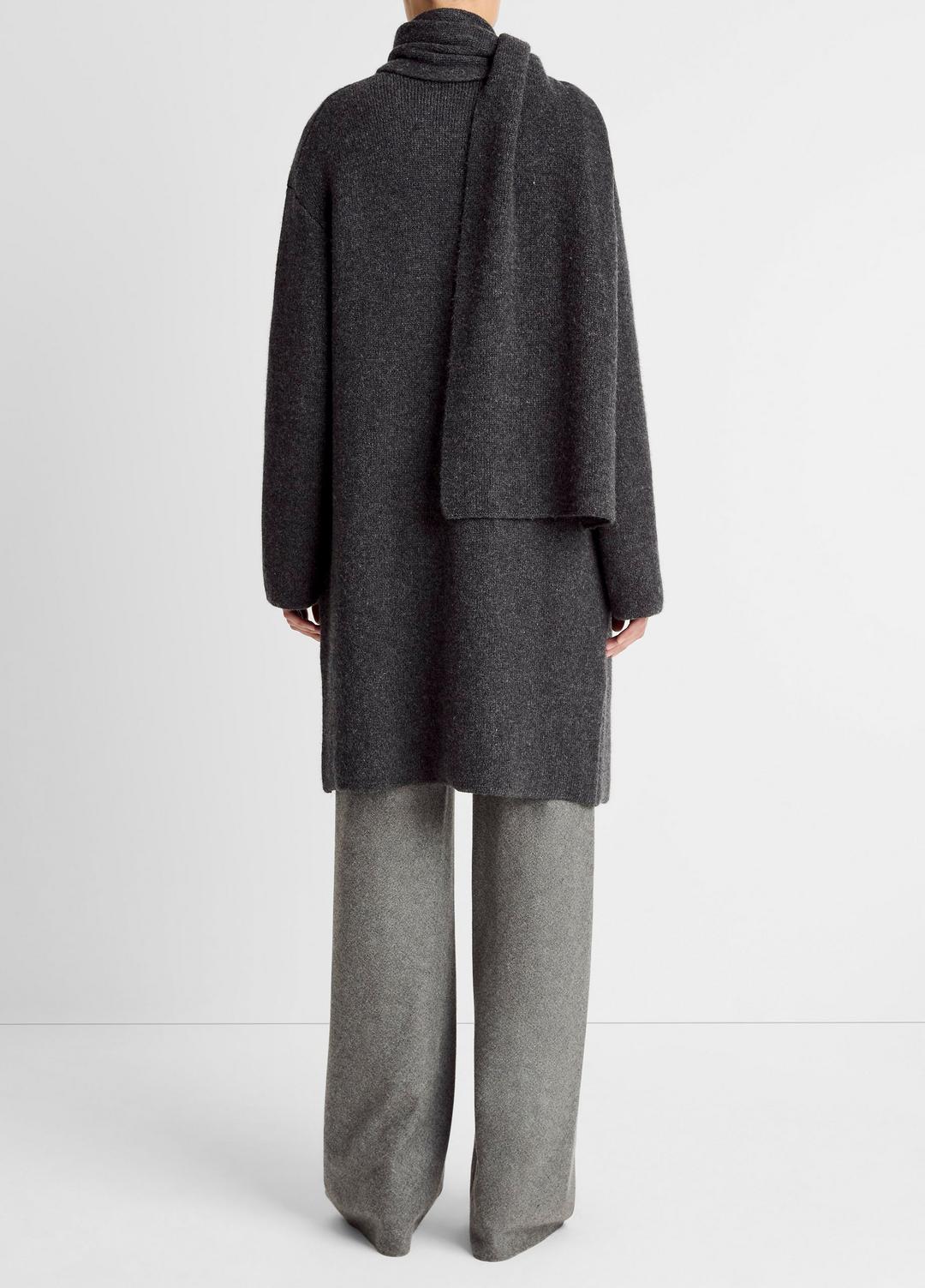 VINCE Women Draped-Scarf Wool-Blend Car Coat in Coats DARK HEATHER GREY