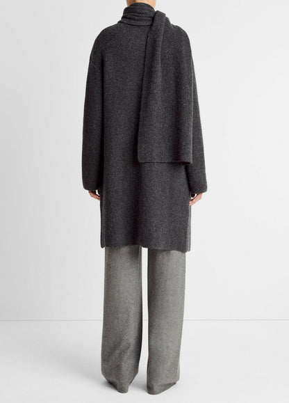 VINCE Women Draped-Scarf Wool-Blend Car Coat in Coats DARK HEATHER GREY