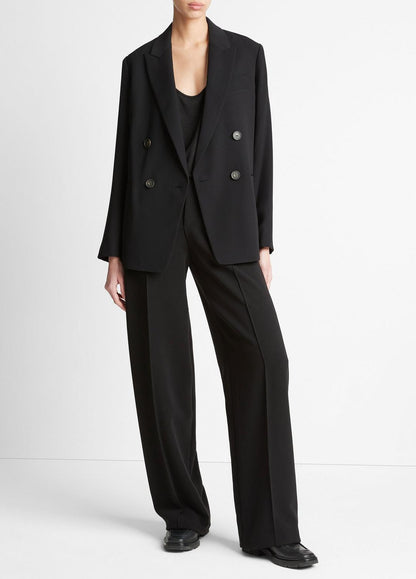 VINCE Women Crepe Double-Breasted Blazer in Blazers BLACK