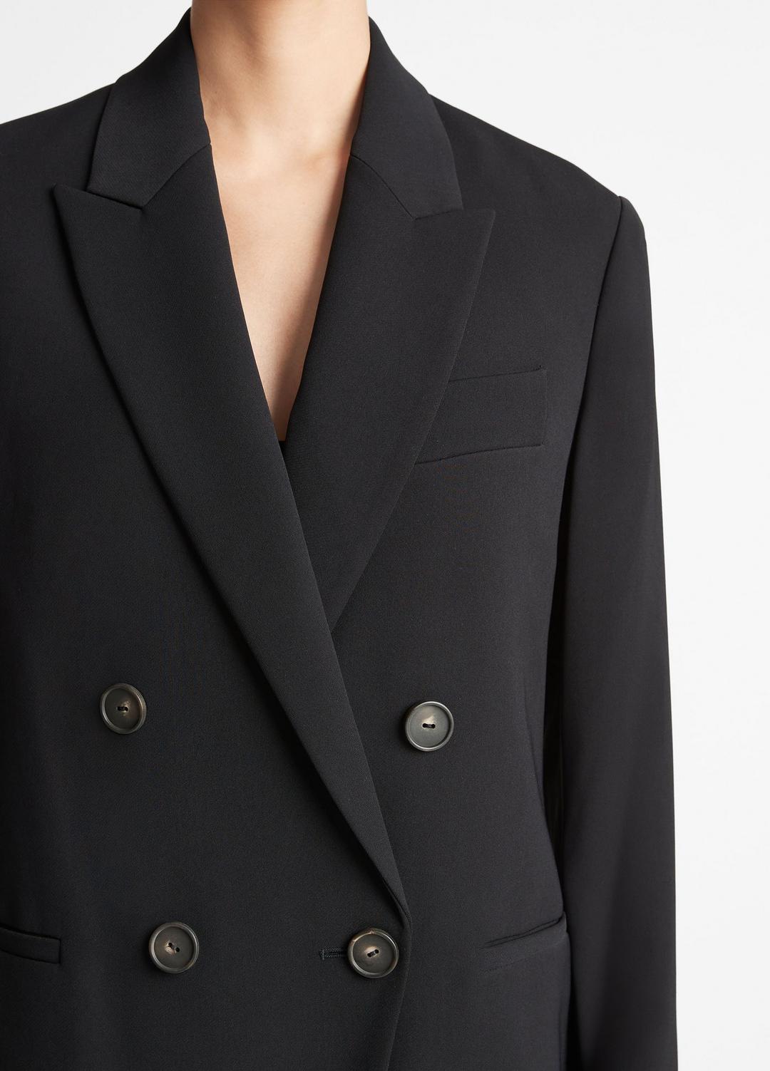 VINCE Women Crepe Double-Breasted Blazer in Blazers BLACK