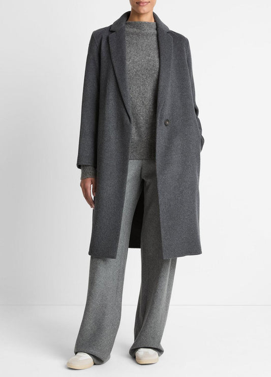 VINCE Women Classic Wool-Blend Straight Coat in Coats CHARCOAL