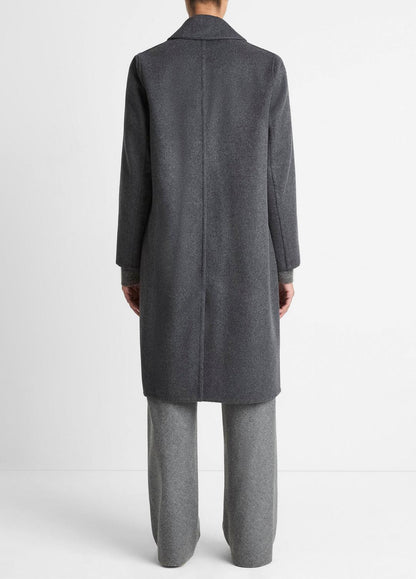 VINCE Women Classic Wool-Blend Straight Coat in Coats CHARCOAL
