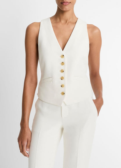 VINCE Women Sculptural Fitted Vest in Vests OFF WHITE