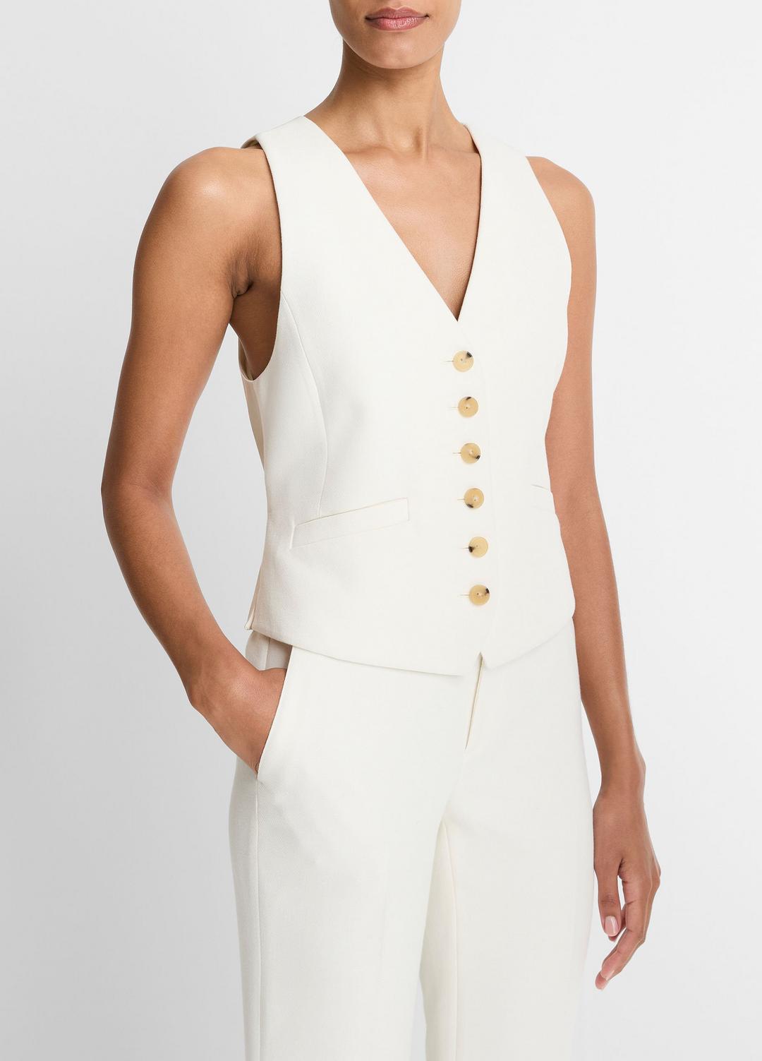 VINCE Women Sculptural Fitted Vest in Vests OFF WHITE