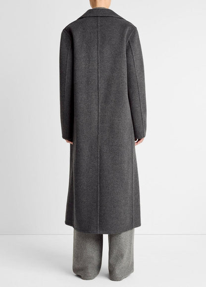VINCE Women Wool-Blend Double-Breasted Long Coat in Coats CHARCOAL