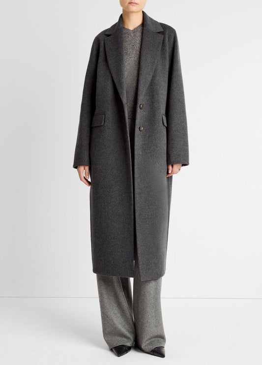 VINCE Women Wool-Blend Single-Breasted Coat in Coats CHARCOAL