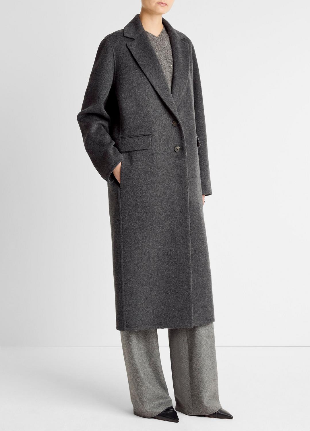 VINCE Women Wool-Blend Single-Breasted Coat in Coats CHARCOAL