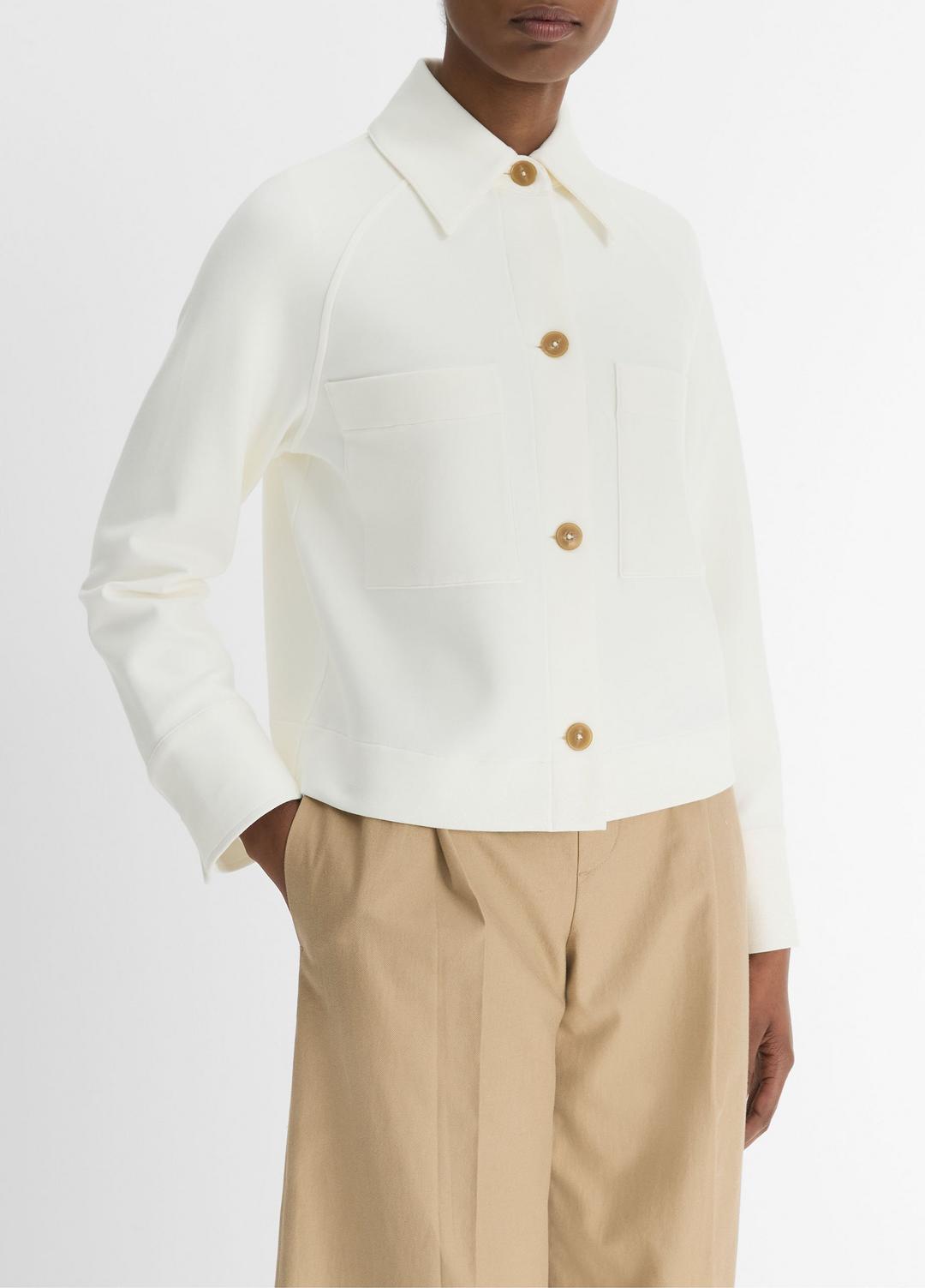 VINCE Women Cotton-Blend Shirt Jacket in Jackets OFF WHITE