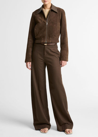 VINCE Women Suede Shrunken Bomber Jacket  in Jackets WILLOW