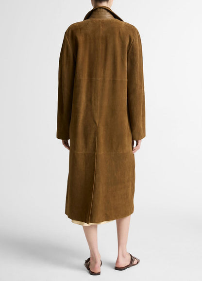 VINCE Women Suede Long Coat in Coats WOOD MOSS