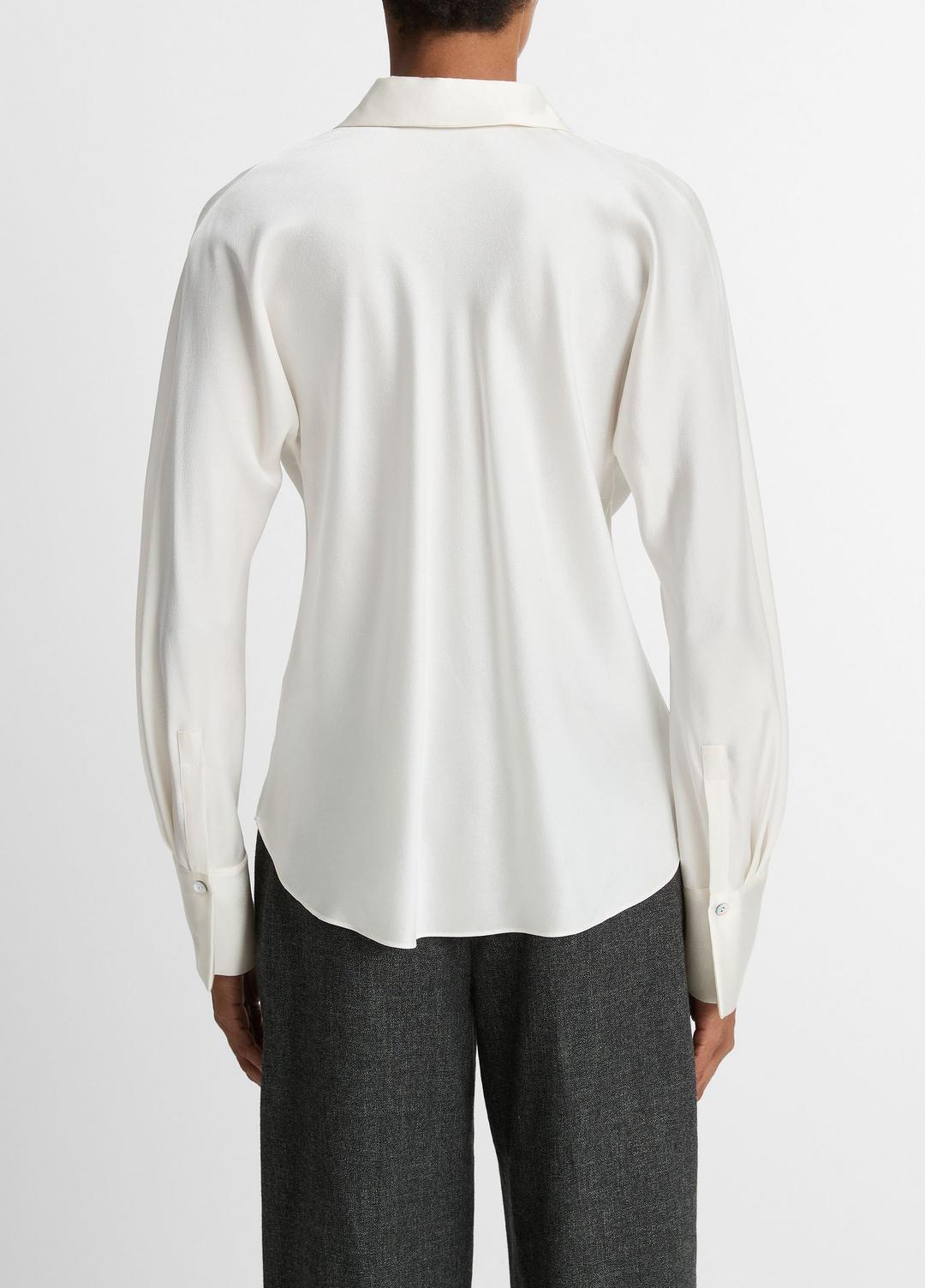 VINCE Women Silk Bias Long-Sleeve Blouse in Long Sleeve OFF WHITE