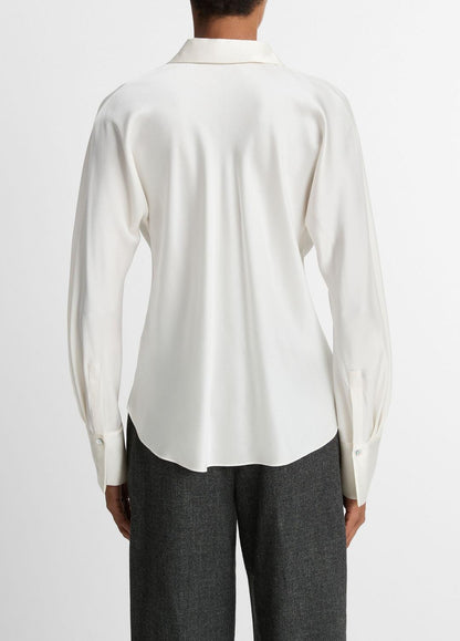 VINCE Women Silk Bias Long-Sleeve Blouse in Long Sleeve OFF WHITE