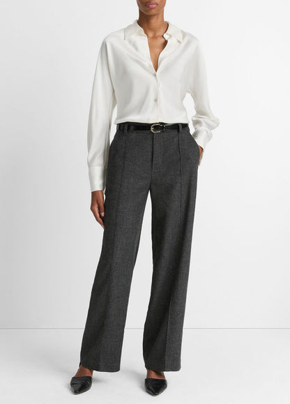 VINCE Women Silk Bias Long-Sleeve Blouse in Long Sleeve OFF WHITE