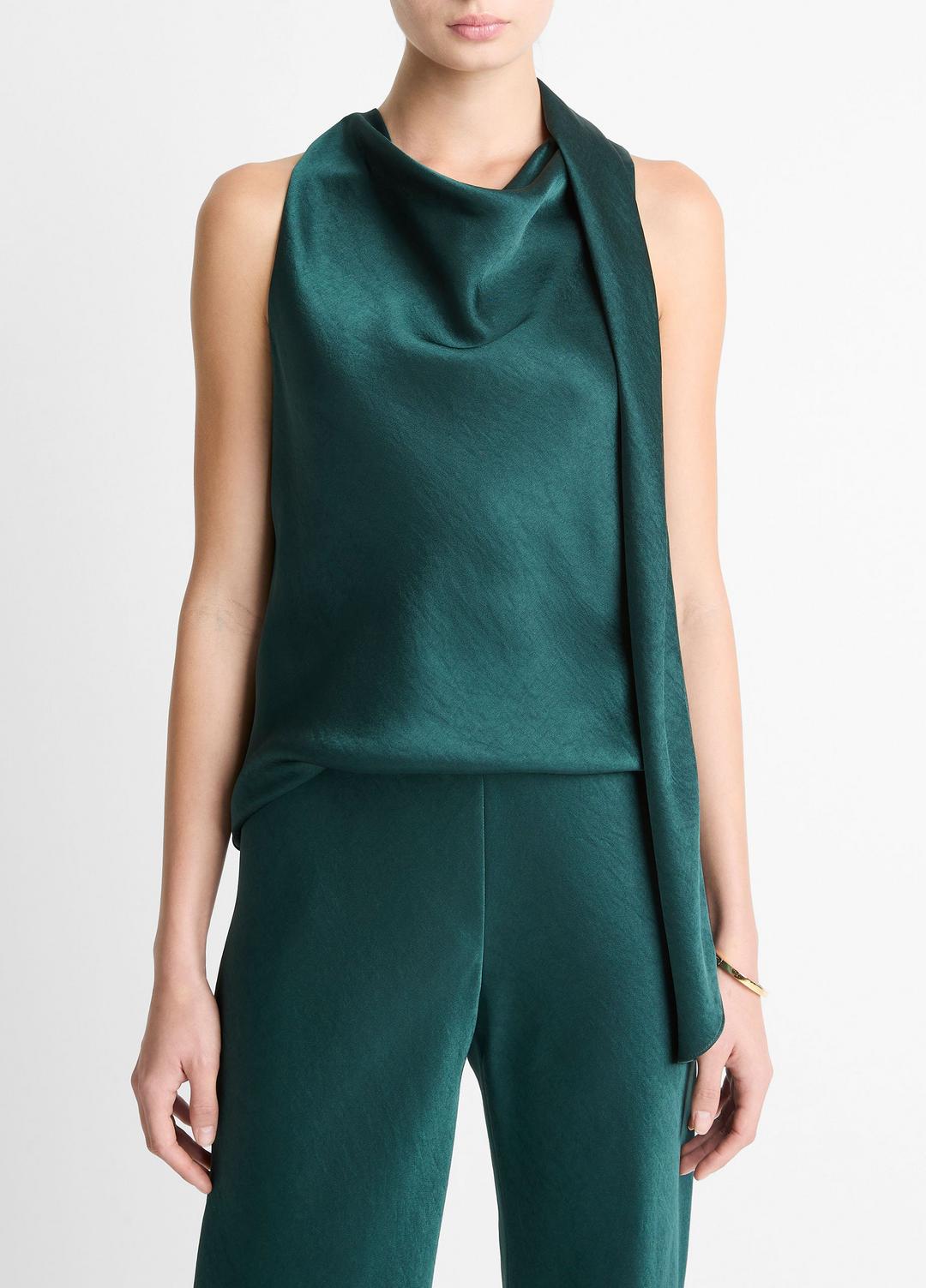 VINCE Women Satin Scarf Top in Tank Tops JUNIPER