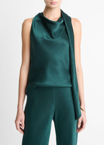VINCE Women Satin Scarf Top in Tank Tops JUNIPER