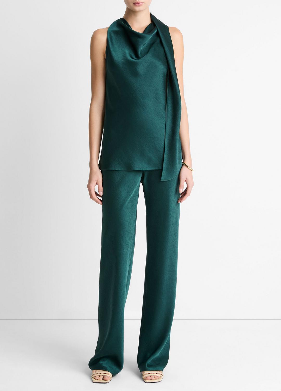 VINCE Women Satin Scarf Top in Tank Tops JUNIPER