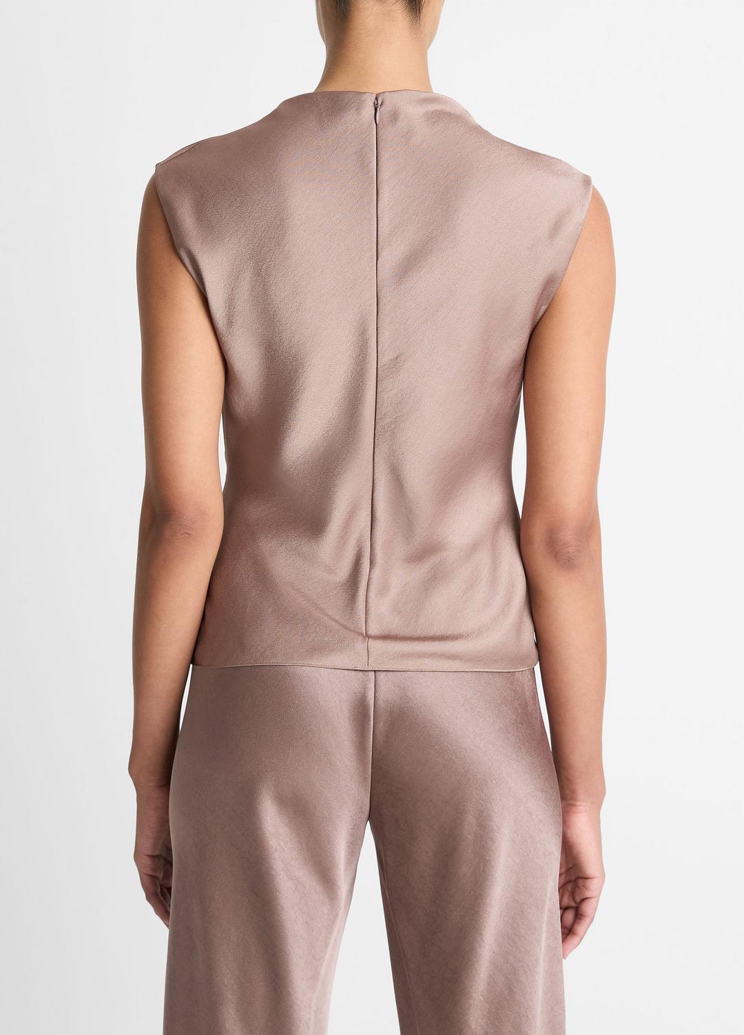 VINCE Women Satin Draped Cowl-Neck Top in Tank Tops MAUVE LILAC