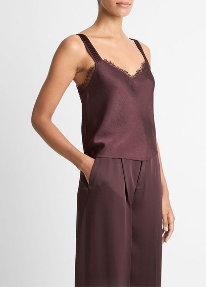 VINCE Women Lace-Trim Satin Camisole in Tank Tops FIG