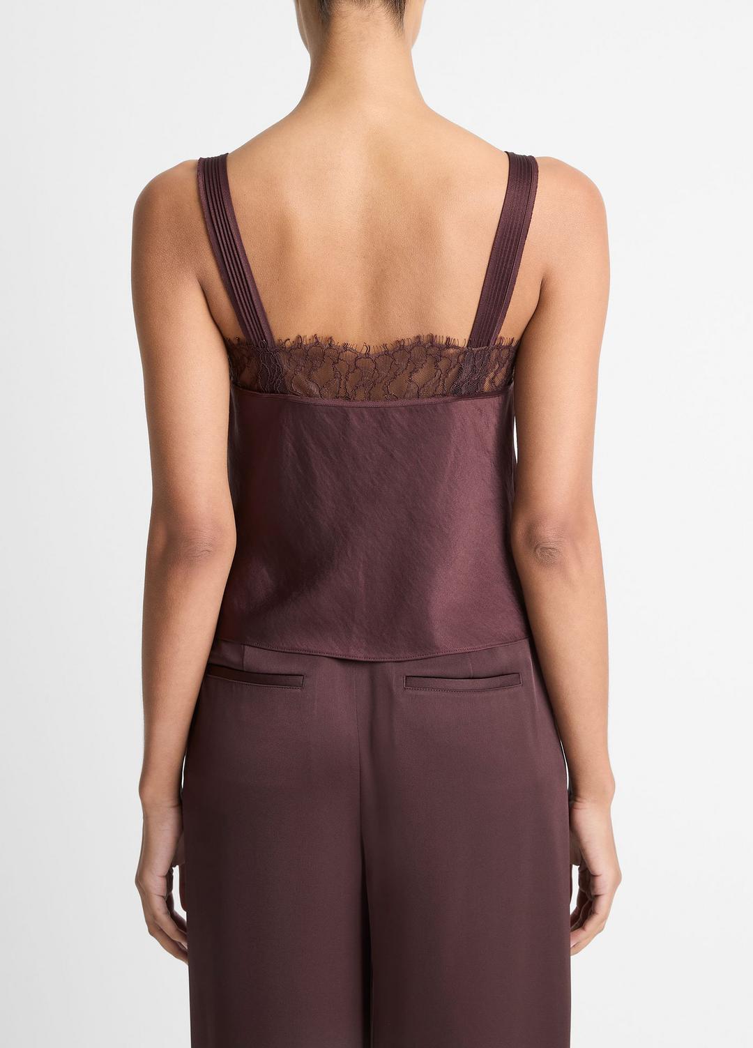 VINCE Women Lace-Trim Satin Camisole in Tank Tops FIG