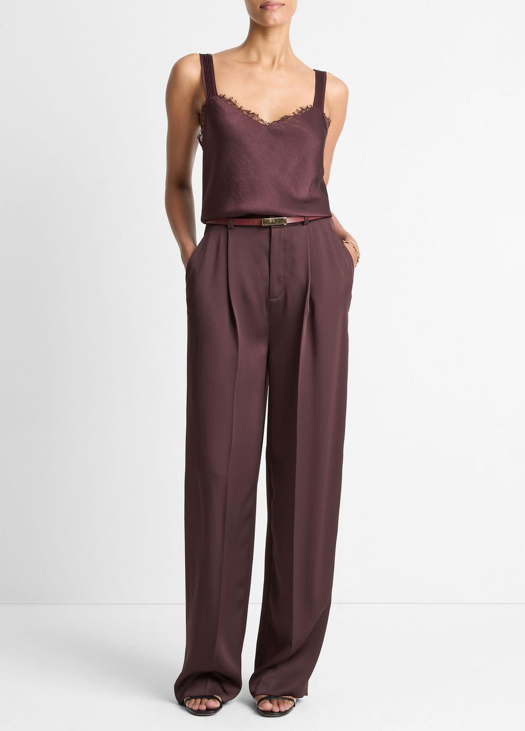 VINCE Women Lace-Trim Satin Camisole in Tank Tops FIG