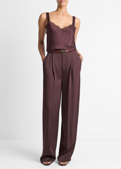 VINCE Women Lace-Trim Satin Camisole in Tank Tops FIG